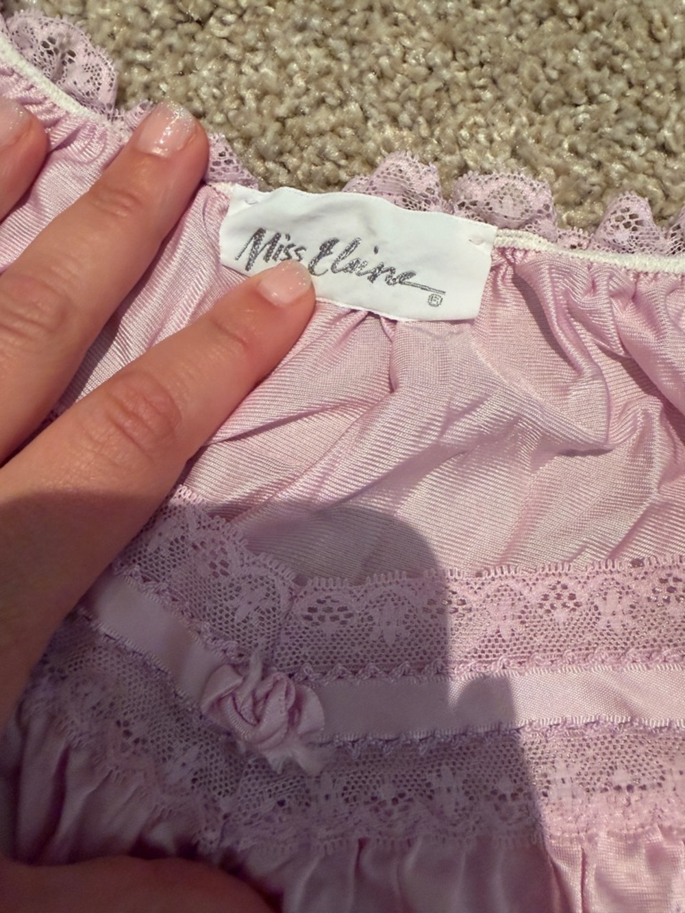 Miss Elaine Light Pink Lace Trim Chemise Slip